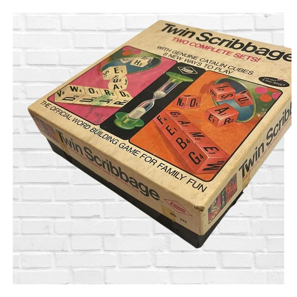 Vintage 1965 Twin Scribbage Word Game Kids and Adults Game Retro